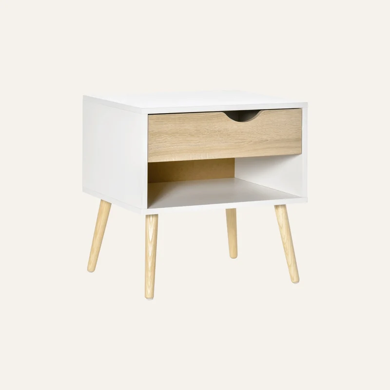 Table de Chevet Blanc et Bois