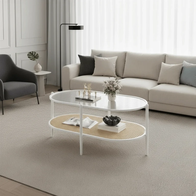 Table Basse Ovale Blanche