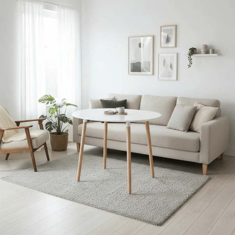 Table Ronde Bois et Blanc
