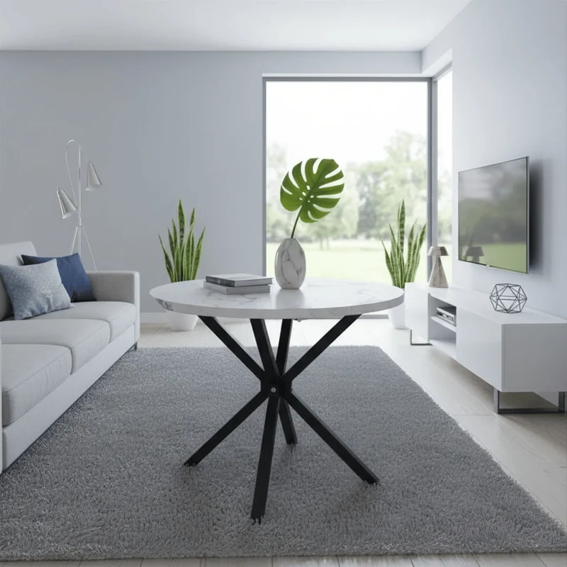 Table Ronde Effet Marbre