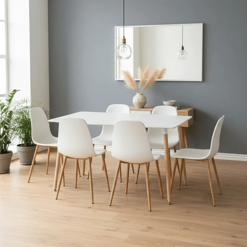 Table à Manger Bois et Blanc