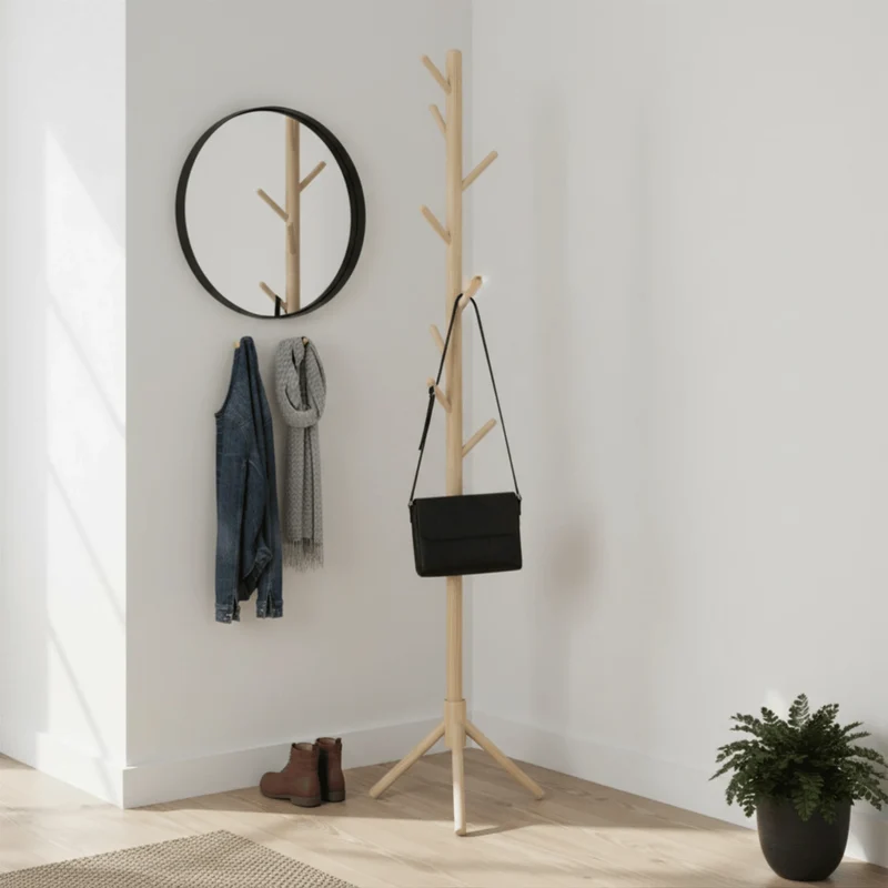 Porte-Manteau sur Pied en Bois