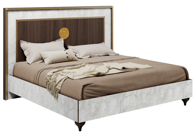 Lit double marbre noyer et or 24k - Romantica