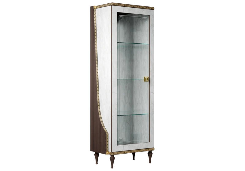 Ensemble meuble TV et 2 vitrines marbre noyer et or 24K - Romantica