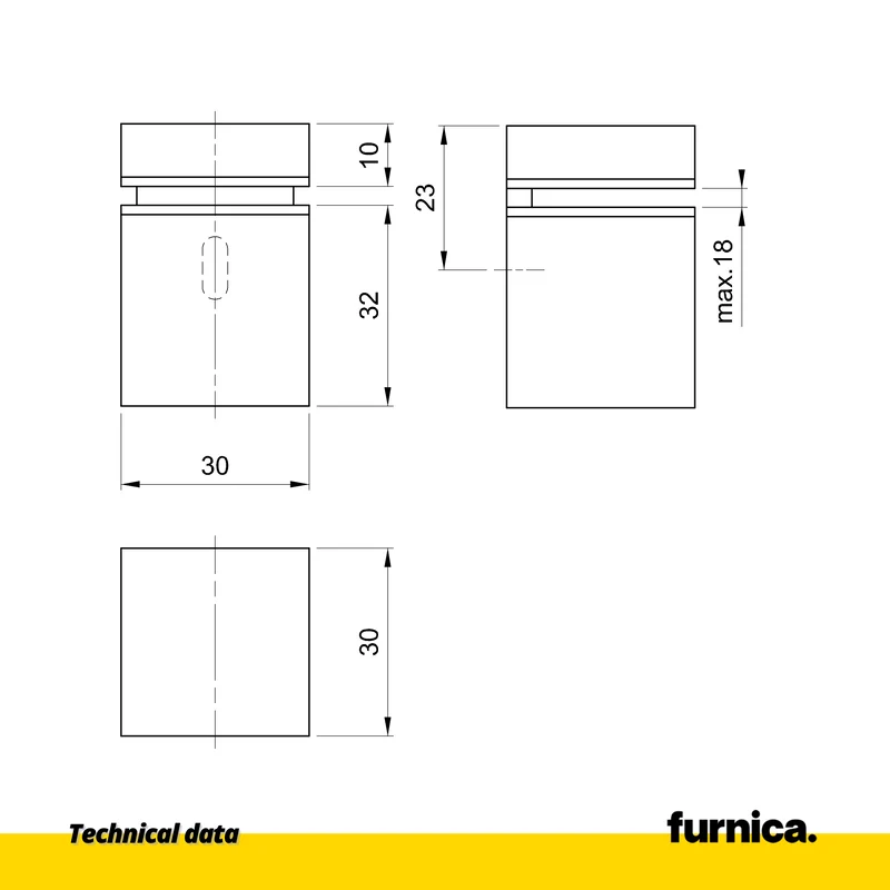 Support étagère verre et panneau rectangulaire - Chrome mat