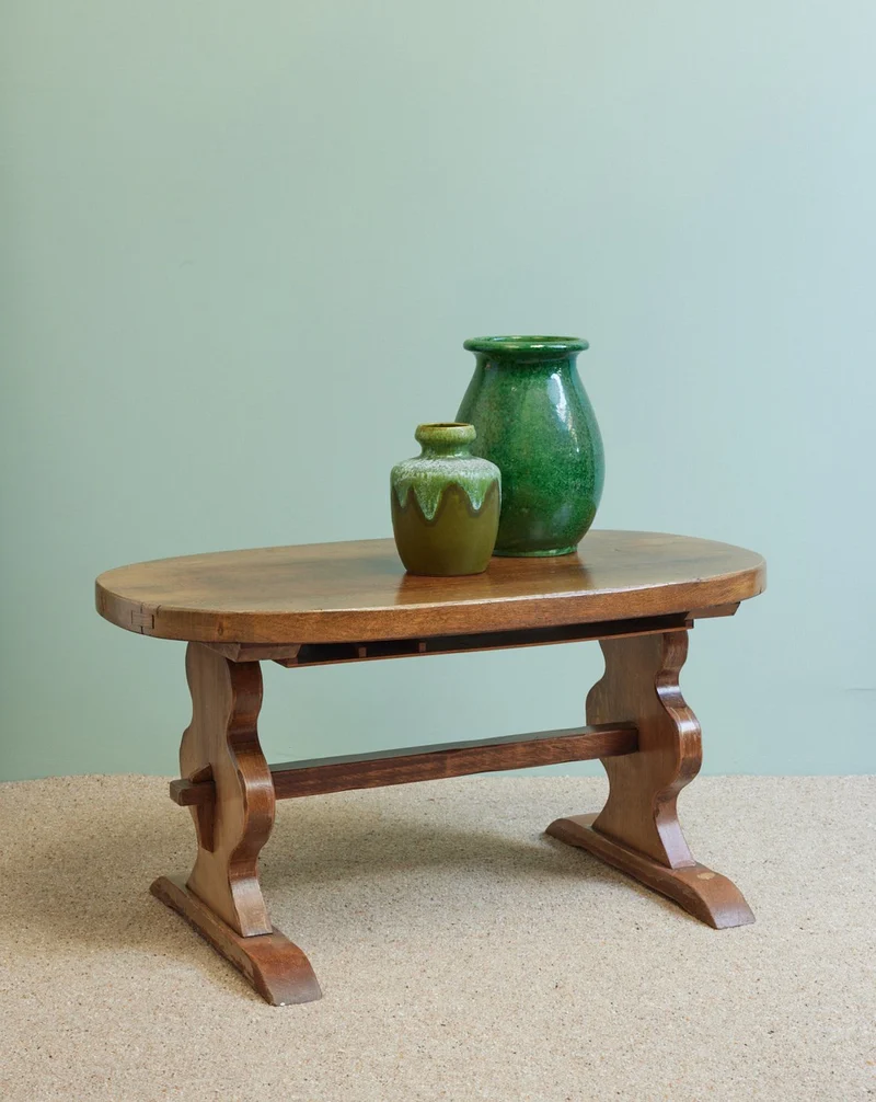 Donna, la table basse ovale en bois brut N°1596