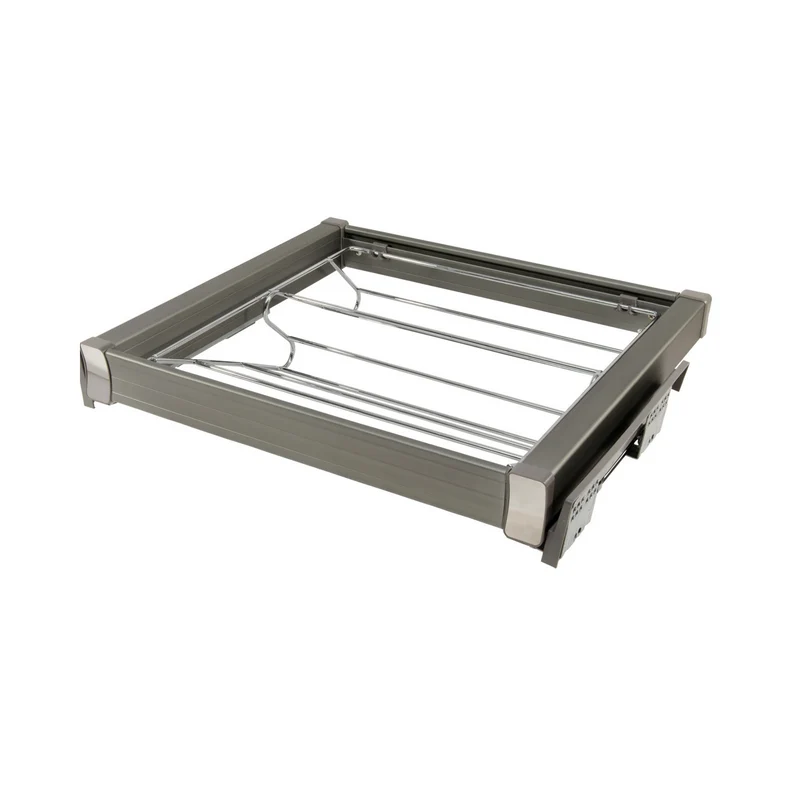 Étagère à chaussures coulissante 90 cm Soft-Close - Chrome/Aluminium - Gris