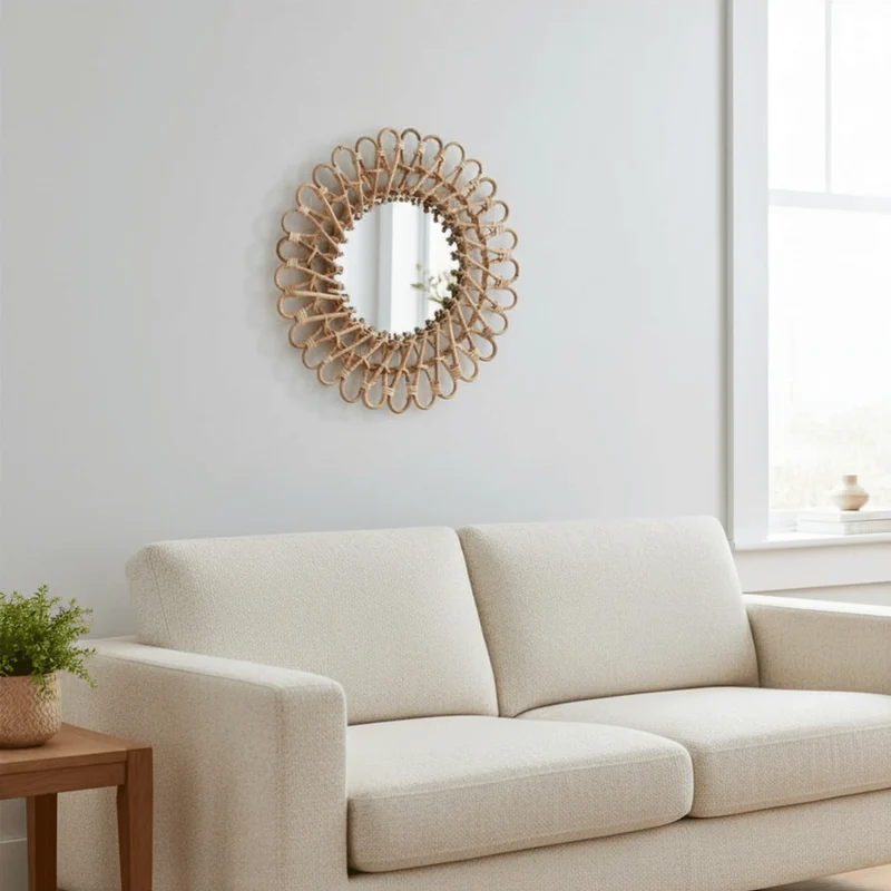 Miroir Mural Rotin