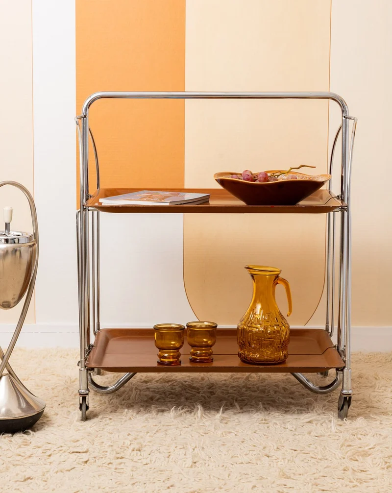 Anouk, la desserte vintage camel et chrome N°406