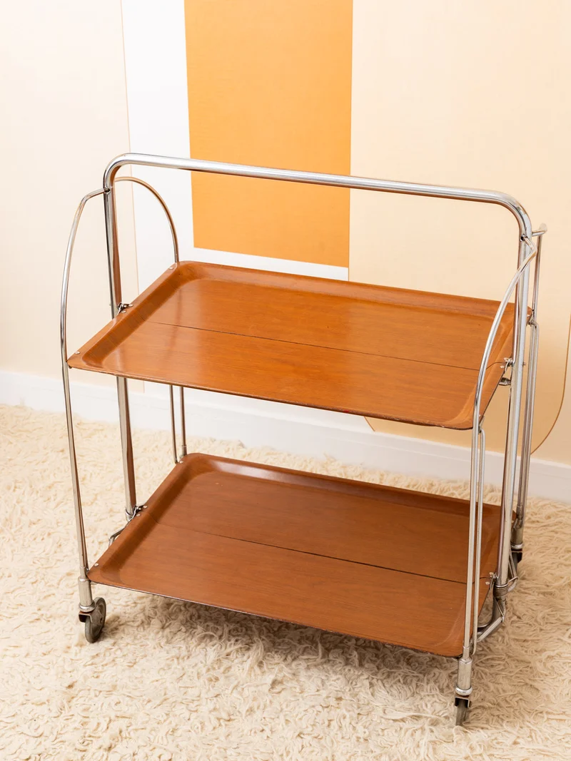 Anouk, la desserte vintage camel et chrome N°406