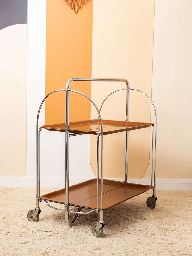Anouk, la desserte vintage camel et chrome N°406