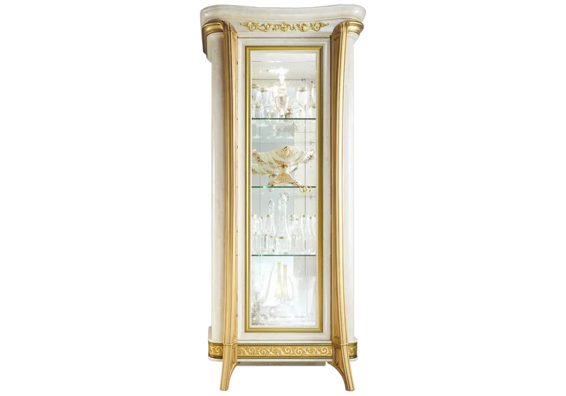 Ensemble meuble TV et vitrines marbre ivoire et or - Melodia