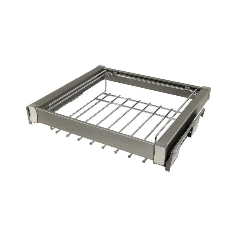 Porte-pantalons coulissant 2 pour caisson de 90 cm Soft-Close - Gris