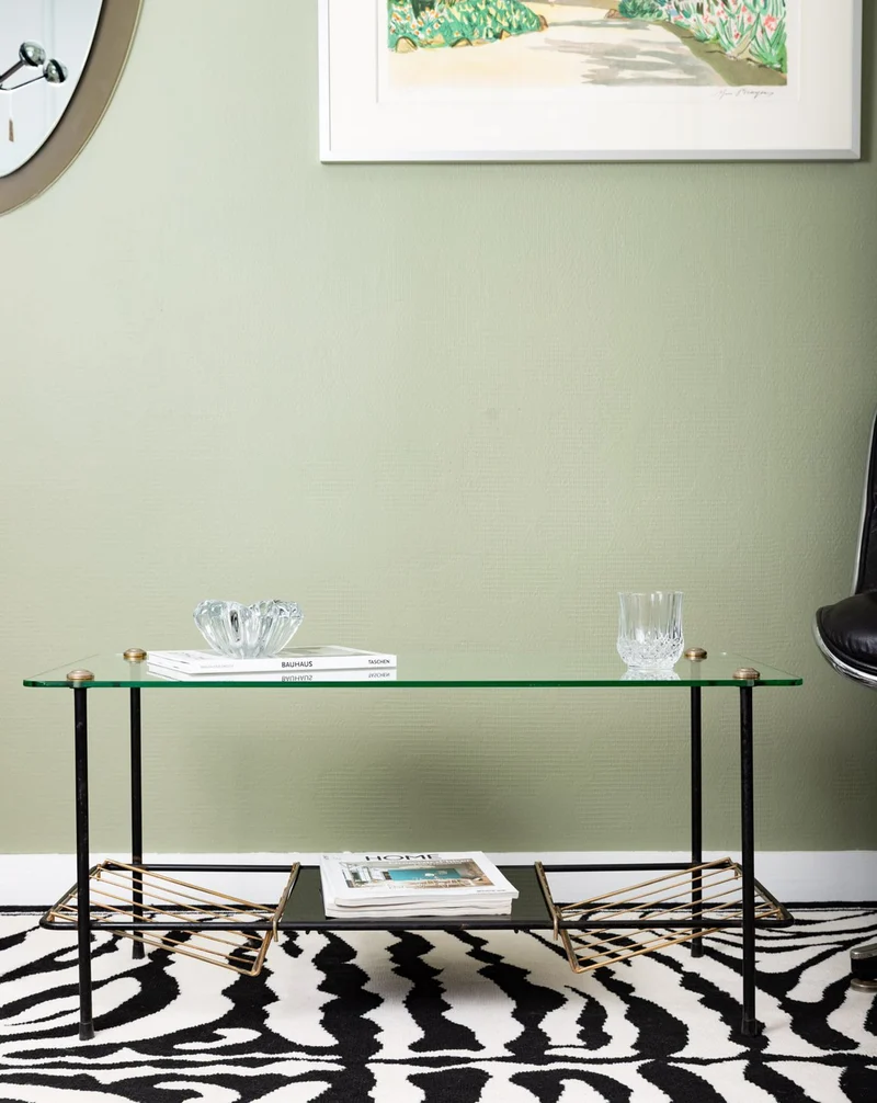 Donna, la table basse en verre et métal vintage N°1576