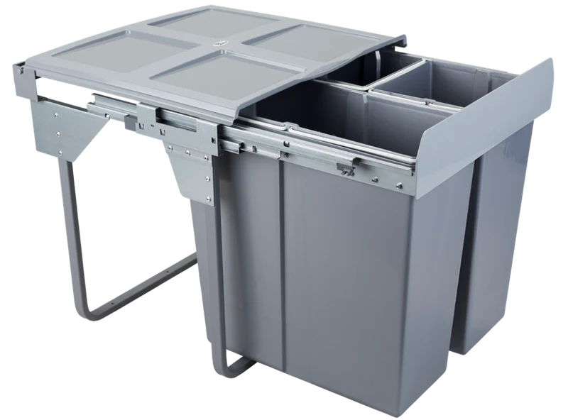 Poubelle de tri sélectif - 60cm - 3 conteneurs (34L+ 2x17L)