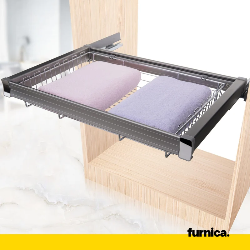 Panier de rangement coulissant pour caisson de 70 cm Soft-Close - Chrome