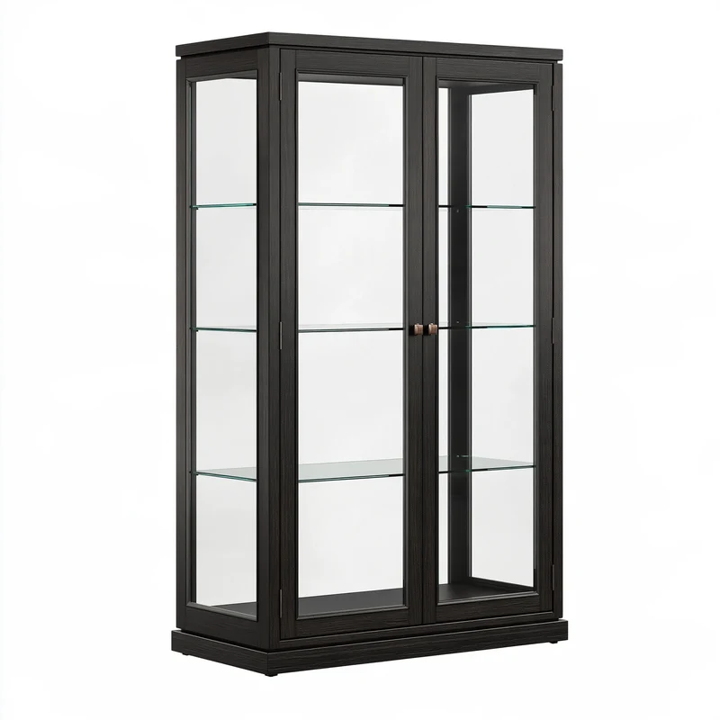 Vitrine 100 x 40 x 190 cm en bois et verre noir - rangement contemporain