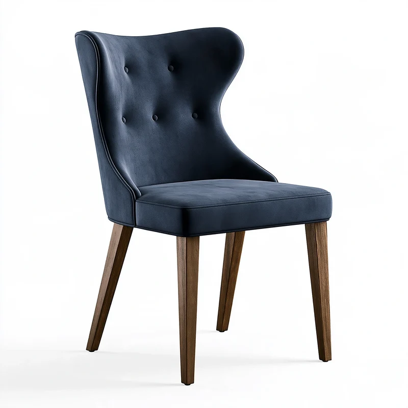 Chaise de salle à manger 50 x 60 x 95 cm en revêtement aspect cuir bleu nuit style moderne