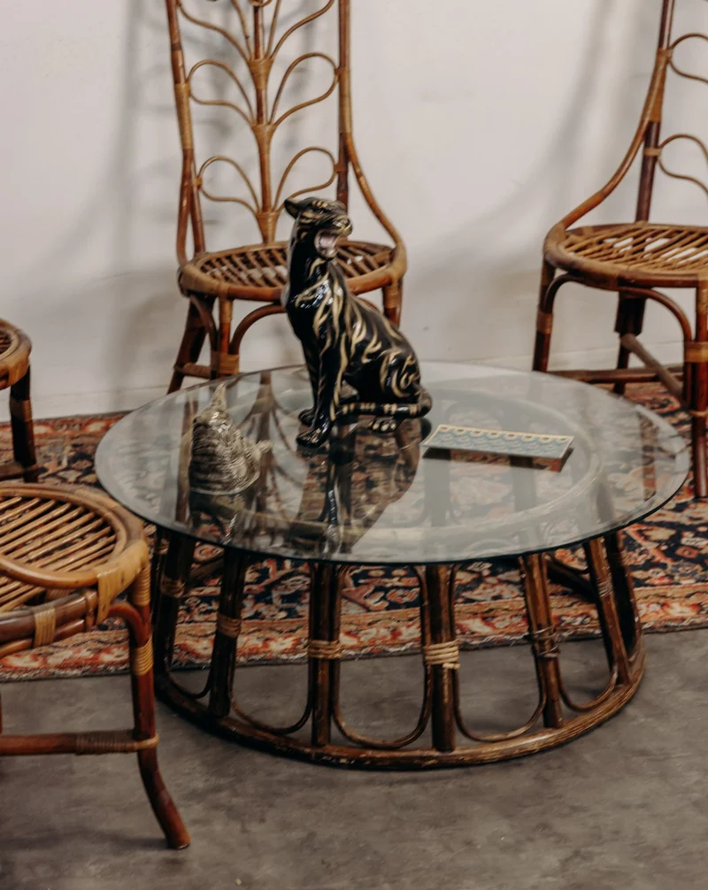 Léonie, la table basse en verre et en bambou N°1170