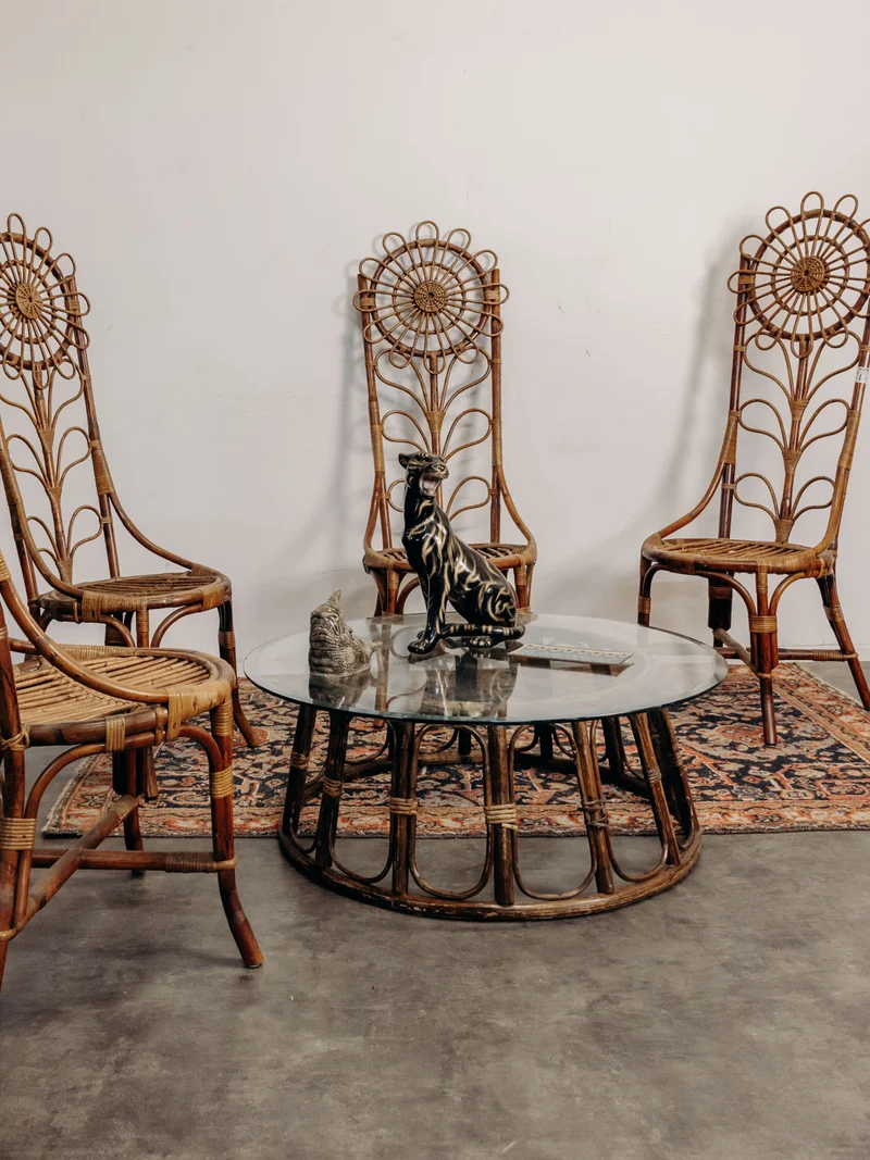 Léonie, la table basse en verre et en bambou N°1170