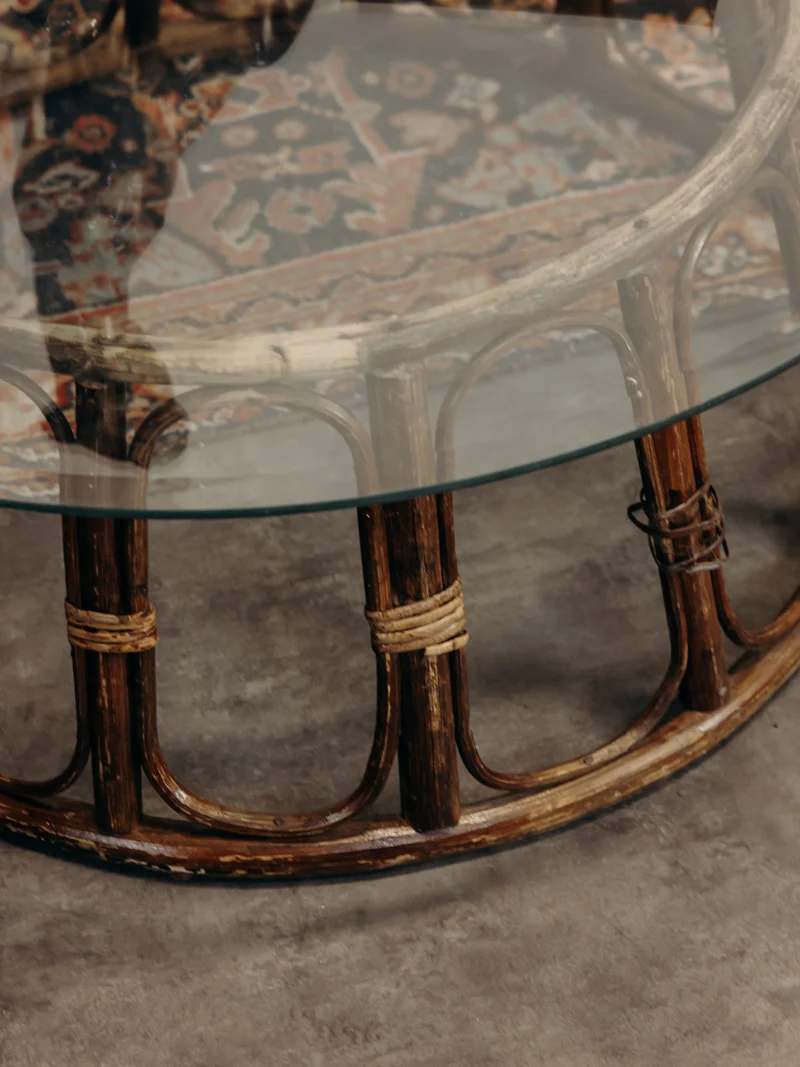 Léonie, la table basse en verre et en bambou N°1170