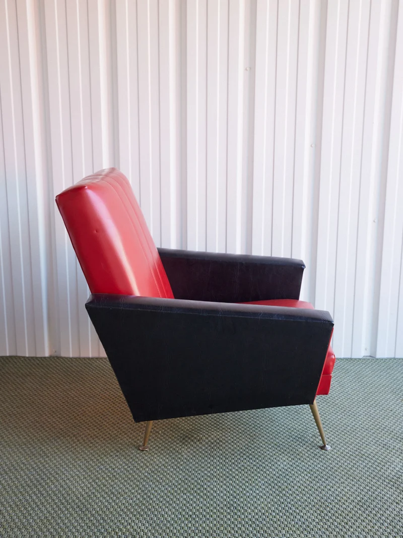 Jakob, la paire de fauteuils en skaï bicolore N°1396