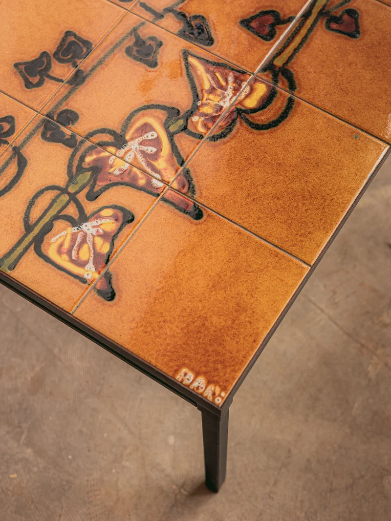 Léonie, la table basse en fer forgé et céramique N°1137