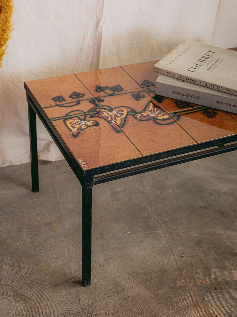 Léonie, la table basse en fer forgé et céramique N°1137