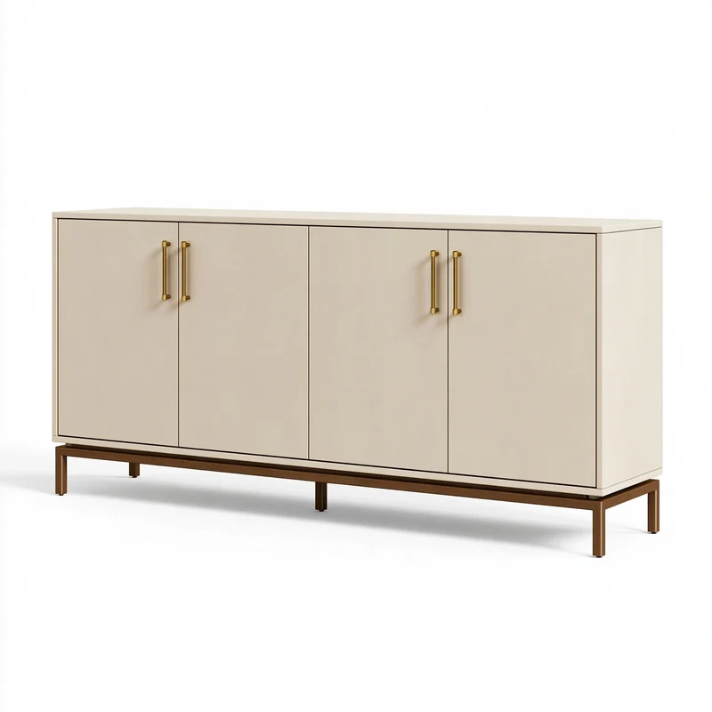 Buffet de rangement 180 x 45 x 90 cm beige en bois d ingénierie style contemporain