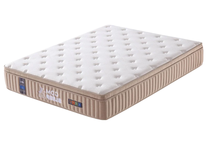 Ensemble lit coffre intégré tissu chenille taupe et matelas 7 zones - Enzo