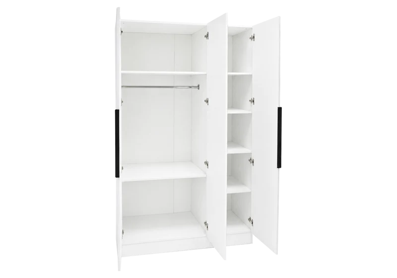 Armoire de rangement 3 portes blanche avec miroir - Axel
