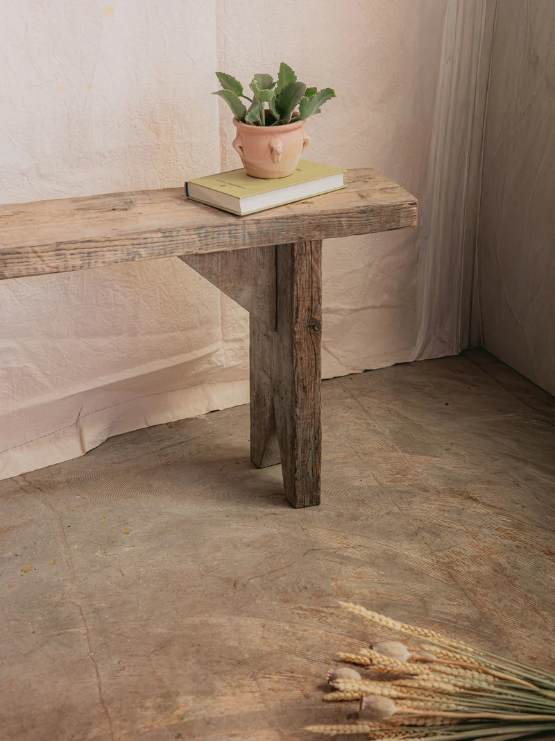 Antoine, le banc de ferme en bois brut blanchi N°505