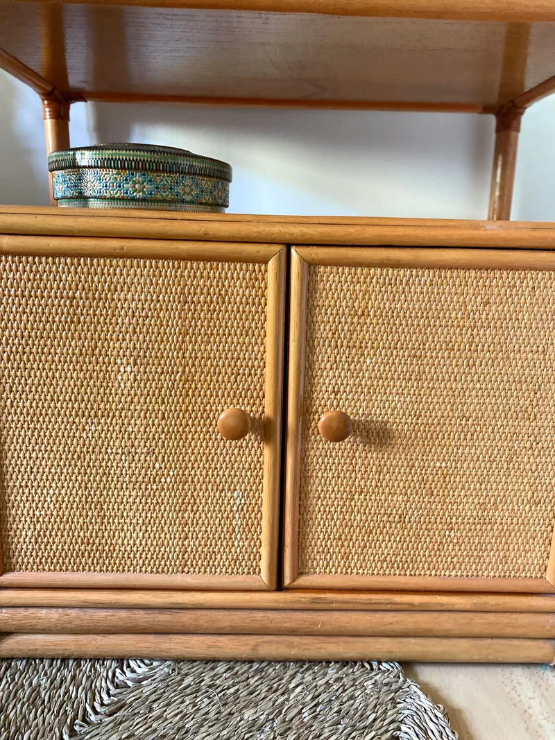 Buffet en rotin et cannage vintage