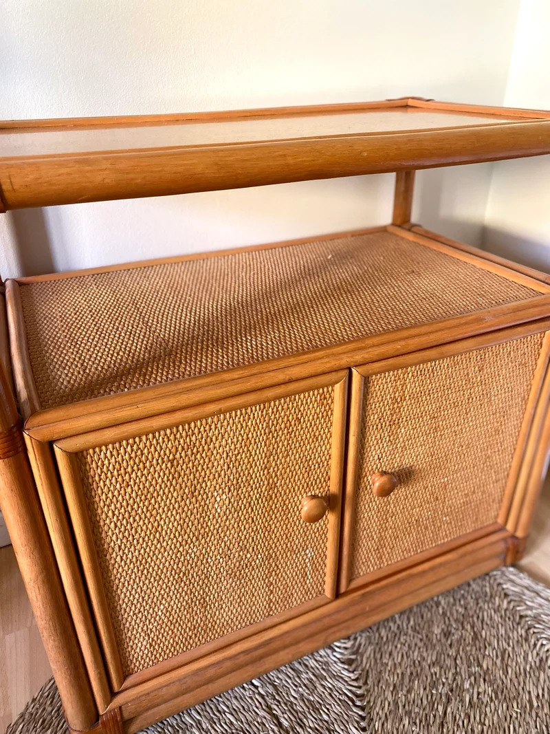 Buffet en rotin et cannage vintage