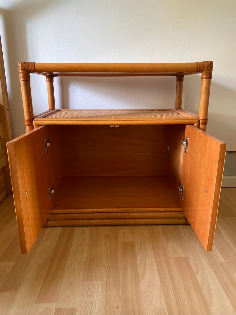 Buffet en rotin et cannage vintage