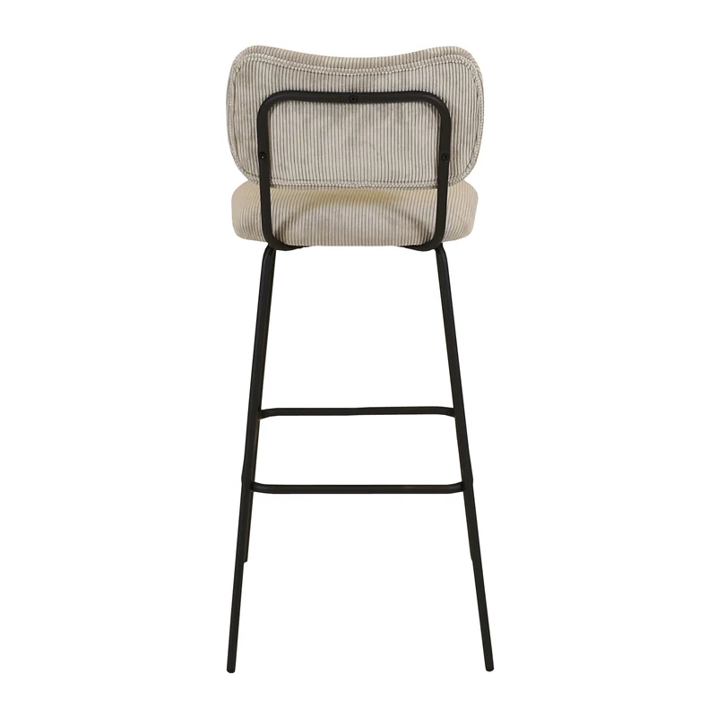 Chaise de bar velours côtelé gris clair SEMA
