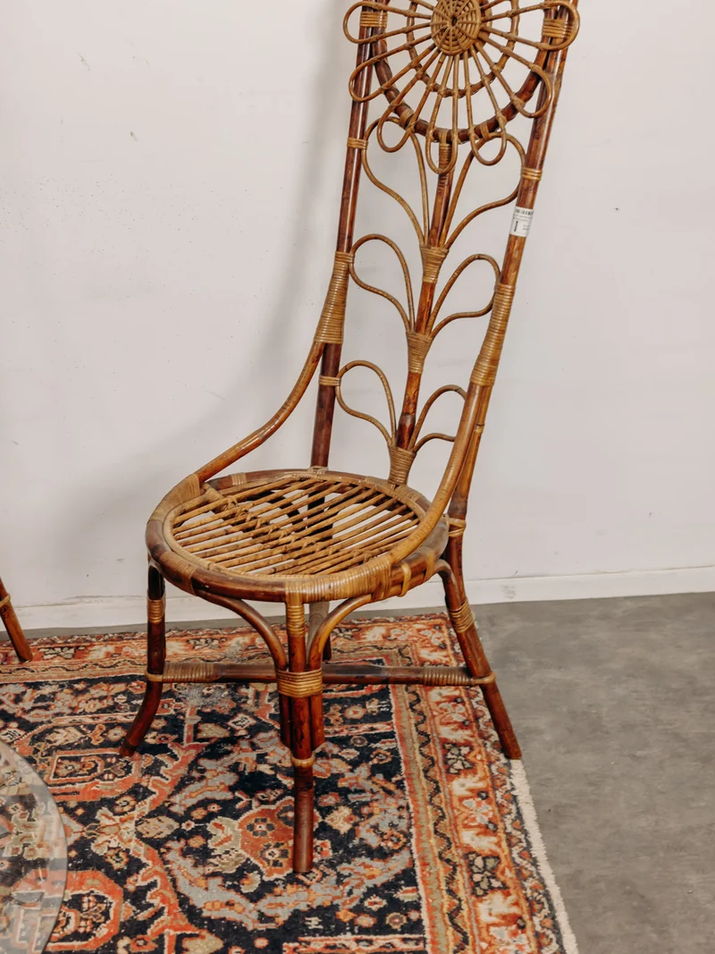 Emmanuel, le lot de 4 chaises en bambou et rotin N°29