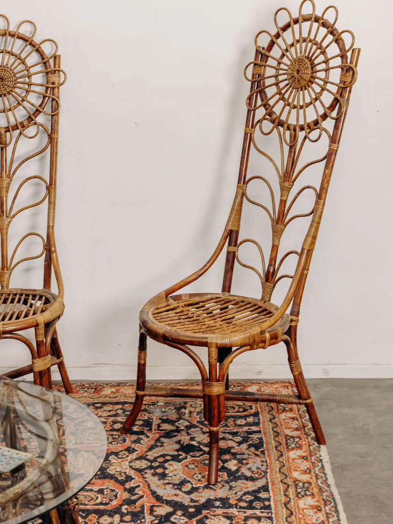 Emmanuel, le lot de 4 chaises en bambou et rotin N°29