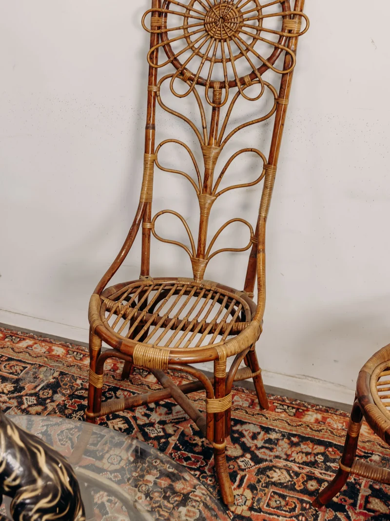 Emmanuel, le lot de 4 chaises en bambou et rotin N°29