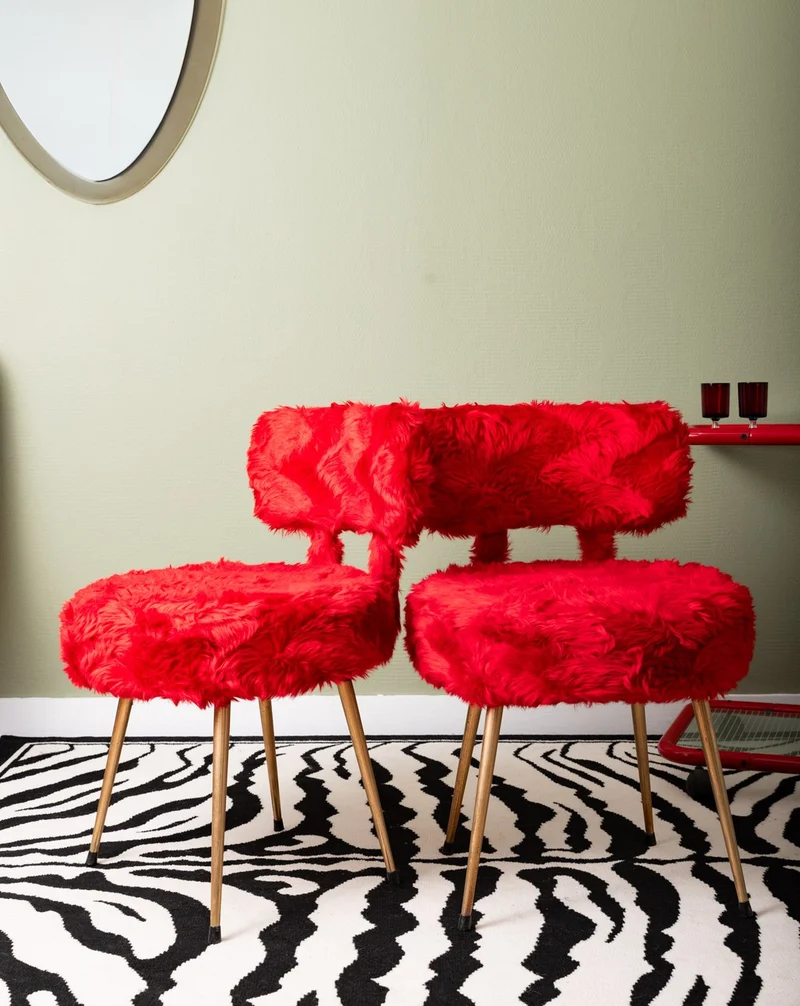 Olivia, la paire de deux chauffeuses vintage rouge N°96