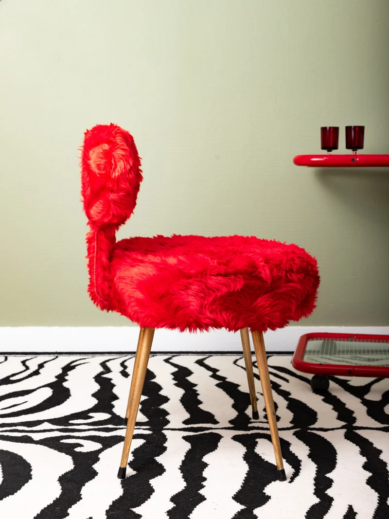 Olivia, la paire de deux chauffeuses vintage rouge N°96