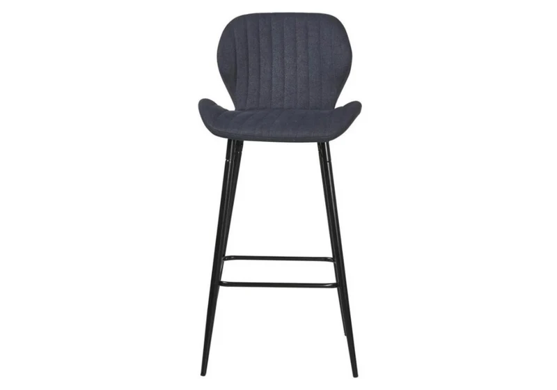 Chaise de bar velours gris pieds noir - Mona x4