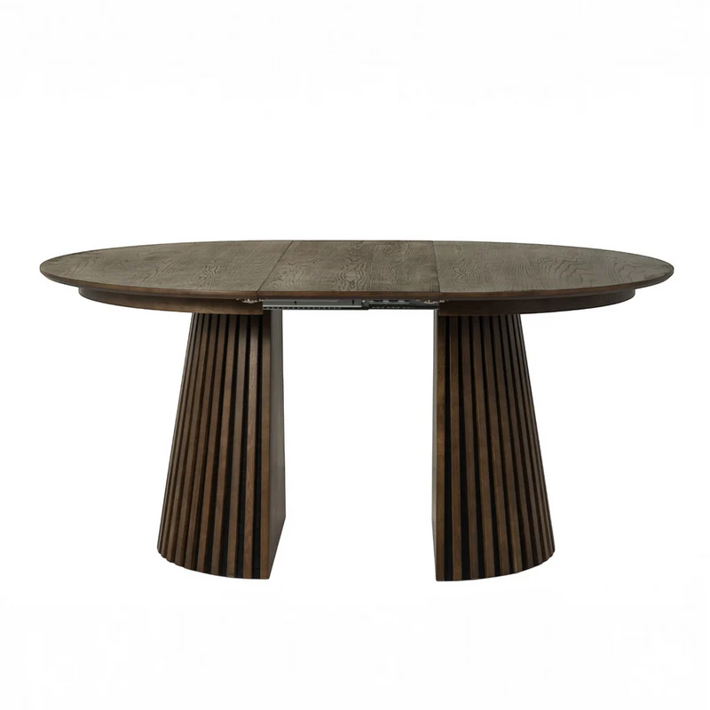 Table repas D120 avec 2 allonges placage Chêne foncé