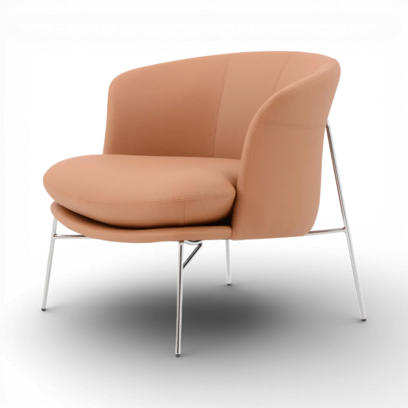 Fauteuil imitation cuir camel