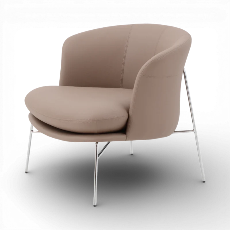 Fauteuil imitation cuir marron clair