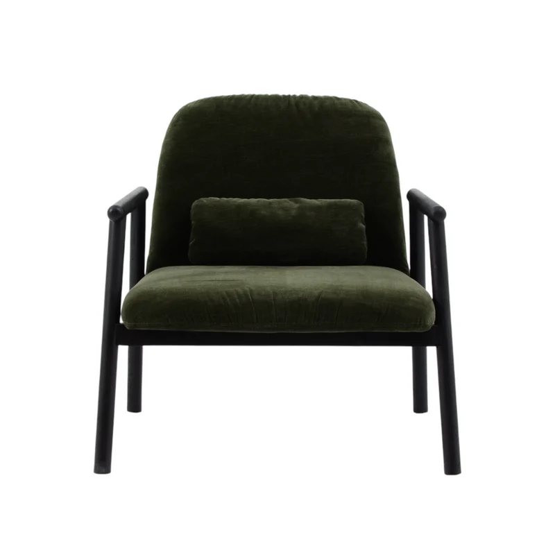 Fauteuil avec accoudoir en tissu vert foncé