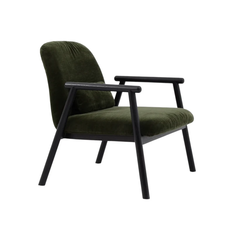 Fauteuil avec accoudoir en tissu vert foncé
