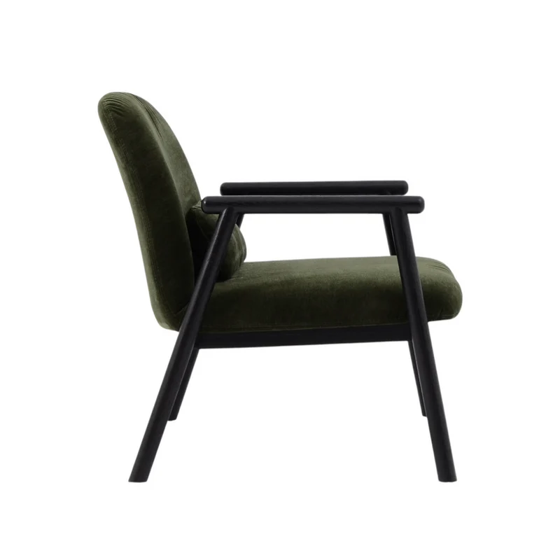 Fauteuil avec accoudoir en tissu vert foncé