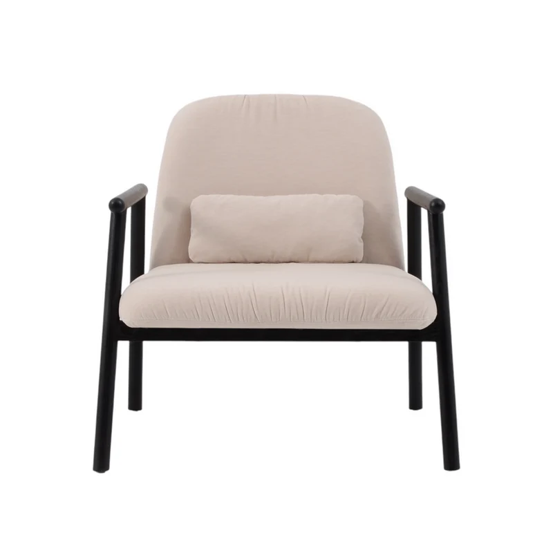 Fauteuil avec accoudoir en tissu beige