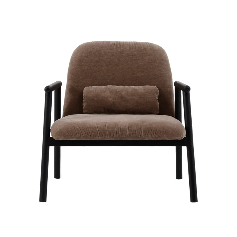Fauteuil avec accoudoir en tissu taupe